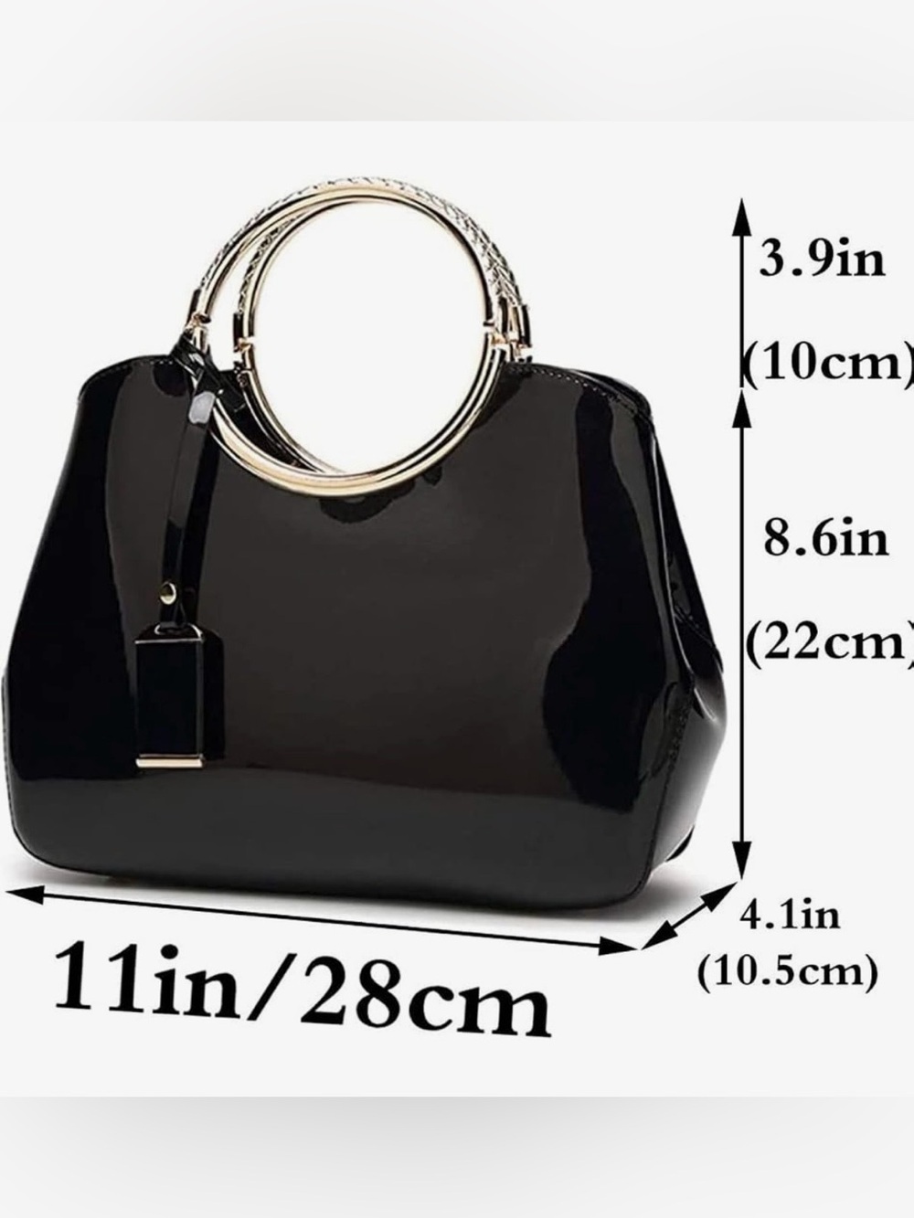 NWOT Mercedes-Benz Black Faux-Leather Satchel/Shoulder Handbag w/a Gold Handle. - Picture 8 of 10